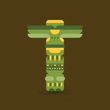 Native traditional totem pole vector illustration Stockillustratie