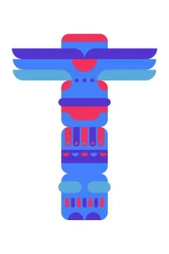 Native traditional totem pole vector illustration Stockillustratie