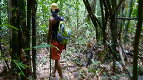 Native walking on jungle thailand 4k Stock Footage 57231553