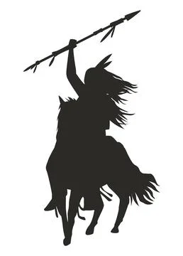 Native warrior attack silhouette Illustrazione stock