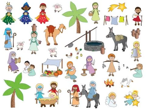 Nativity Cartoon Characters Stock Illustration