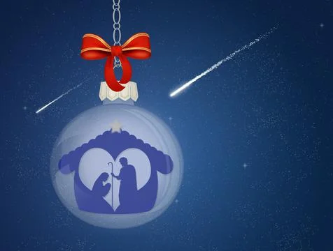 Nativity in the Christmas ball Stock Illustration