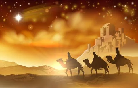 Nativity Christmas Three Wise Men Illustration 库存插图