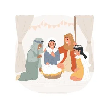 Nativity play isolated cartoon vector illustration. Stock Illustration
