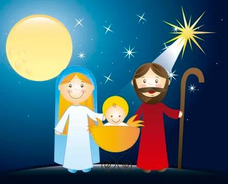 Nativity scene with belen star. vector illustration Stock Illustration