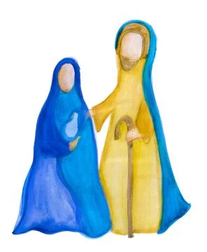 Nativity scene in Bethlehem. Isolated abstract watercolor Christmas scene Stock Illustration