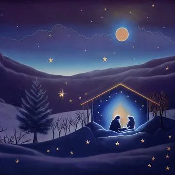 Nativity scene, christian Christmas Stock Illustration