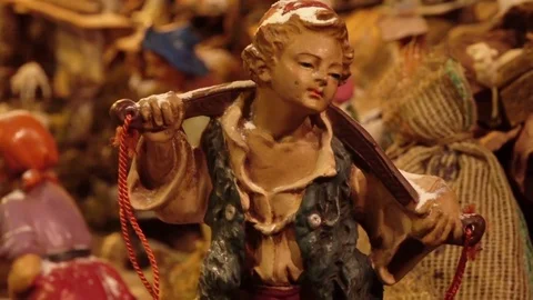 Nativity Scene, Close Up of a Farmer Stock Footage 72209440