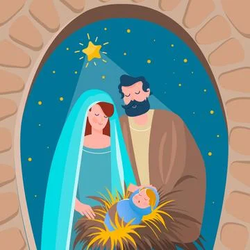 Nativity scene concept in flat design Stock Illustration