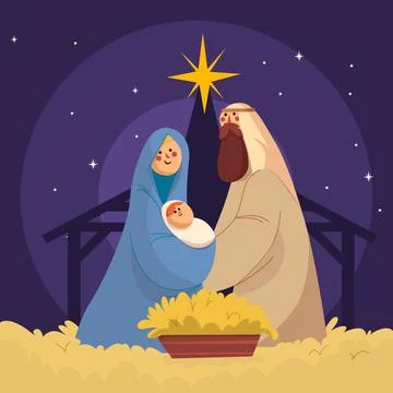 Nativity scene concept in flat design Stock Illustration