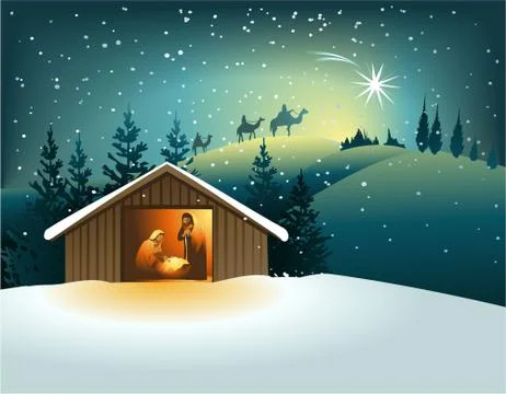 Nativity scene Illustrazione stock