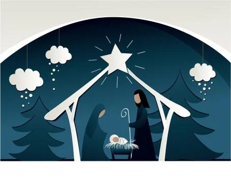 Nativity scene Stock Illustration