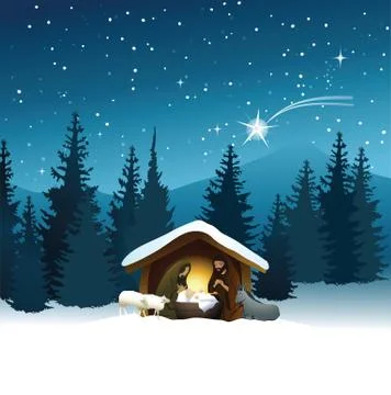 Nativity scene Stock Illustration