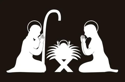 Nativity scene over black background. vector illustration Stock Illustration