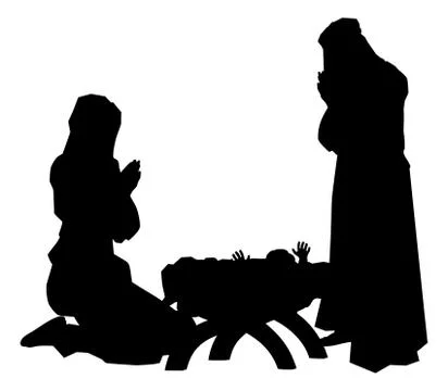 Nativity Scene Silhouettes Stock Illustration