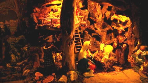 Nativity scene of the small medieval town of Castiglione dei Pepoli Stock Footage 67189048