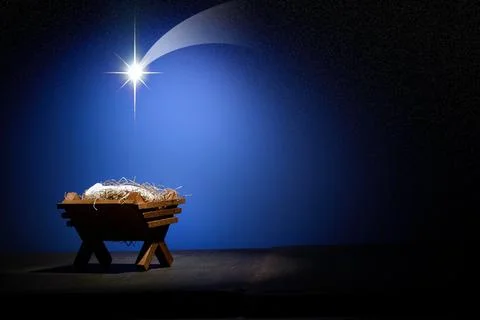 Nativity Scene with Star of Bethlehem 스톡 사진