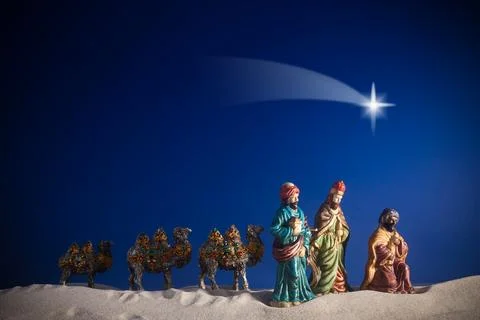 Nativity Scene with Wise Men Stock Photos
