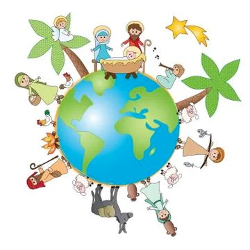 Nativity in the world Stock Illustration