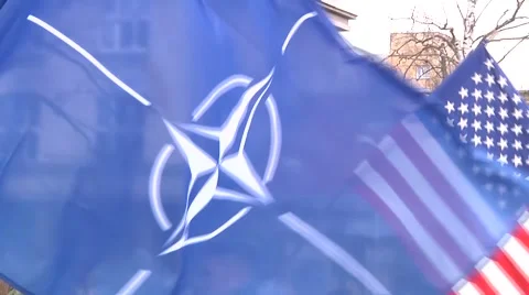 Nato and US Waving Flags Stock Footage 49764639