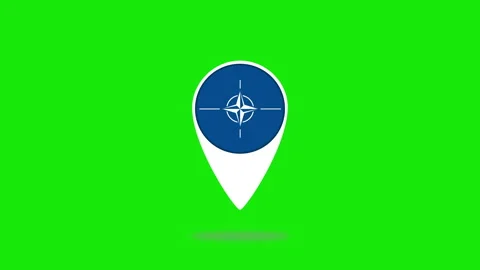 NATO emblem in location map pin icon Stock Footage 311291727