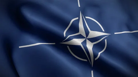 NATO FLAG close-up slow Stock Footage