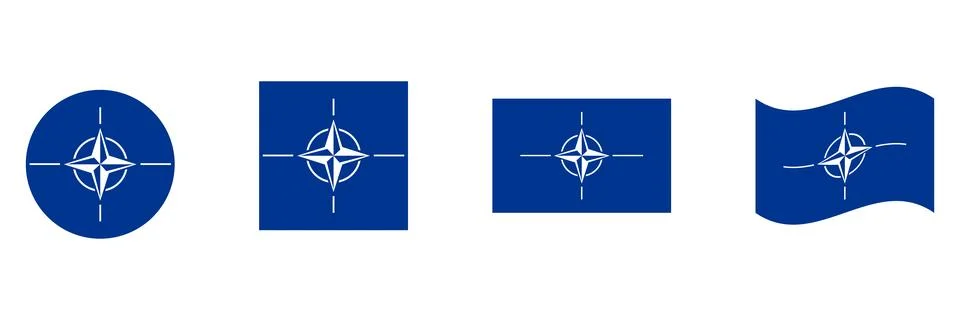 NATO flag different shapes set. Stock Illustration