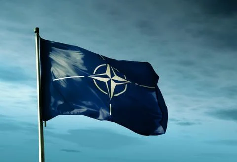 Nato flag waving in the evening Stock Illustration