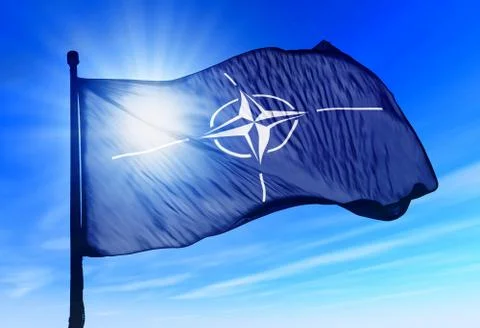 Nato flag waving on the wind Stock Illustration