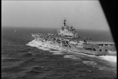 NATO Forces exercise - Simulated Submarine attack defense 1954 Stock Footage 147439706
