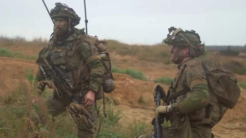 NATO led Exercise Iron Wolf II involving German and Dutch Soldiers Stock Footage 82380140