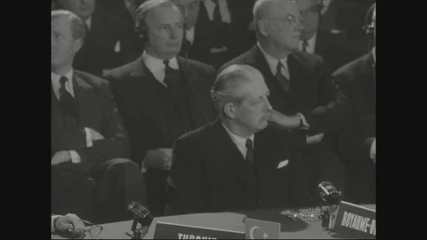 NATO member state representatives at first Summit Conference - 1957 Stock Footage 90460113