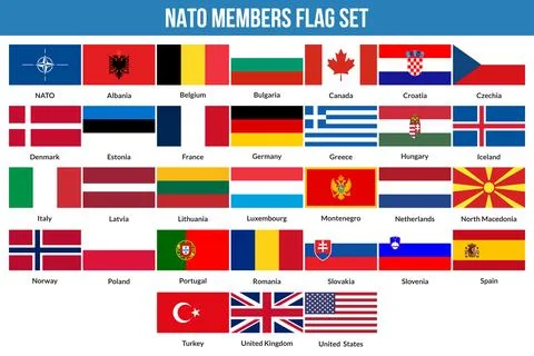 NATO Members Flag Set Vector Illustration Stock-Illustration