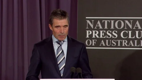 NATO Sec. General Anders Fogh Rasmussen speaks at the National Press Club - 2012 Stock Footage 106028454