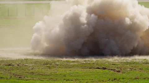 The NATO tank T-72 fire a shot with camera shaking in the dust Stock Footage 337203004