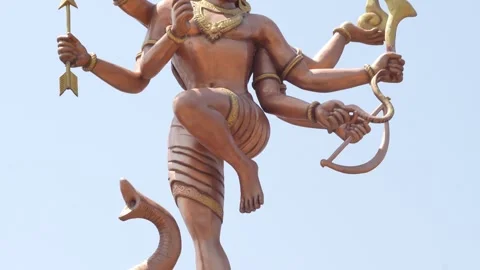 Natrajan, Multi Armed Lord Shiva Statue Holding Sacred Symbols, mahakal cor.. Stock Footage 336884075