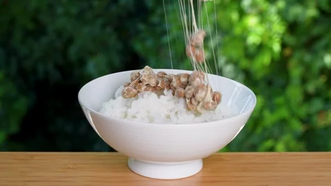 Natto and rice Stock Footage 319967500