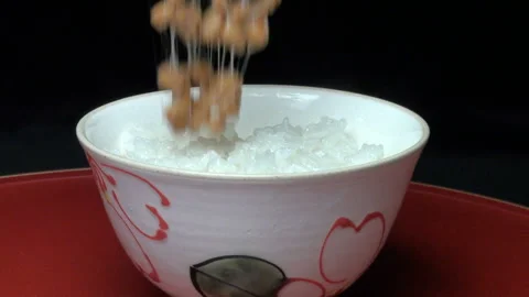Natto on Rice Stock Footage 327484725