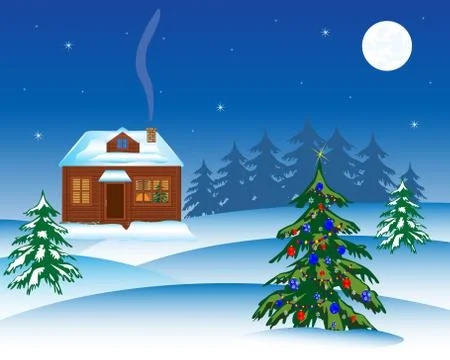 Natty fir tree in winter Stock Illustration