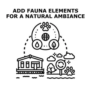 Natural ambience adding fauna elements concept Illustrazione stock