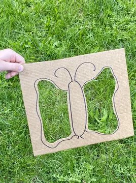 Natural art frame, Spring active idea, Kids craft Stock Photos