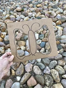 Natural art frame, Spring active idea, Kids craft Stock-Fotos