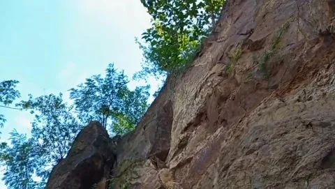 Natural atmosphere of high cliffs with clear blue skies. Stock Footage 326866819