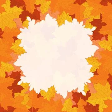 Natural background for autumn concept, frame with fallen leaves in warm colours Stock Illustration