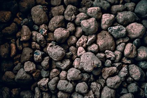 Natural background with copy space. selective focus photo of expanded clay Foto stock