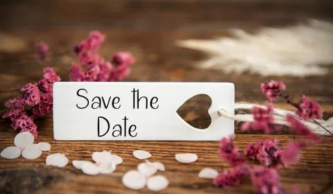 Natural Background With Label With Save The Date Stock Photos