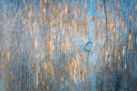 Natural background - an old tree texture, uneven painted blue, turquoise peel Stock Photos