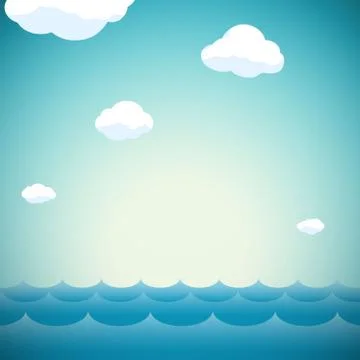 Natural background with sky, clouds and water Illustrazione stock