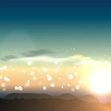 Natural background with sunset in vector Stock Illustration