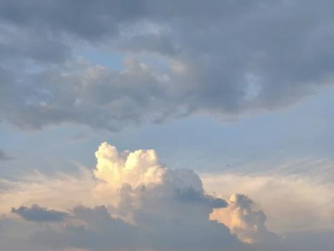 Natural background texture of sky with cloud on the sunset Stock Photos
